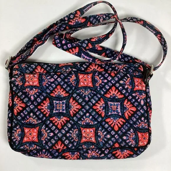 Vera Bradley Crossbody Purse Tile Pink Blue Black Mosaic - Picture 3 of 6